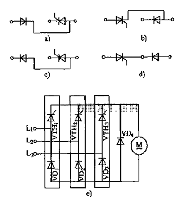 Thyristor - linking arm rectifier module three-phase half-controlled bridge rectifier circuit
