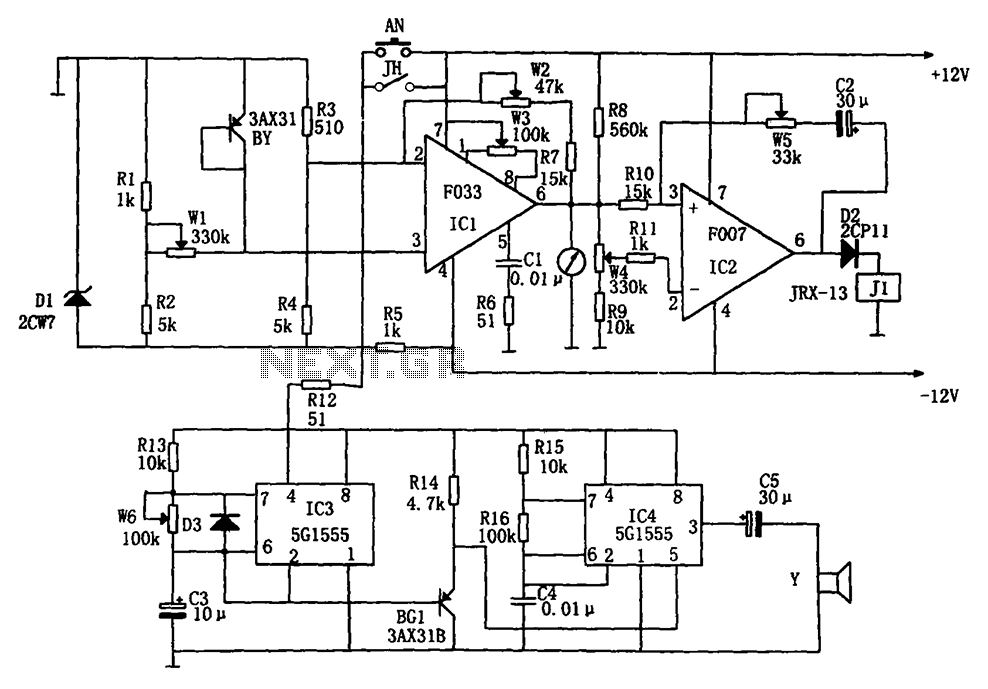 Treasury temperature measurement alarm circuit diagram F007 5G1555 F033 circuit