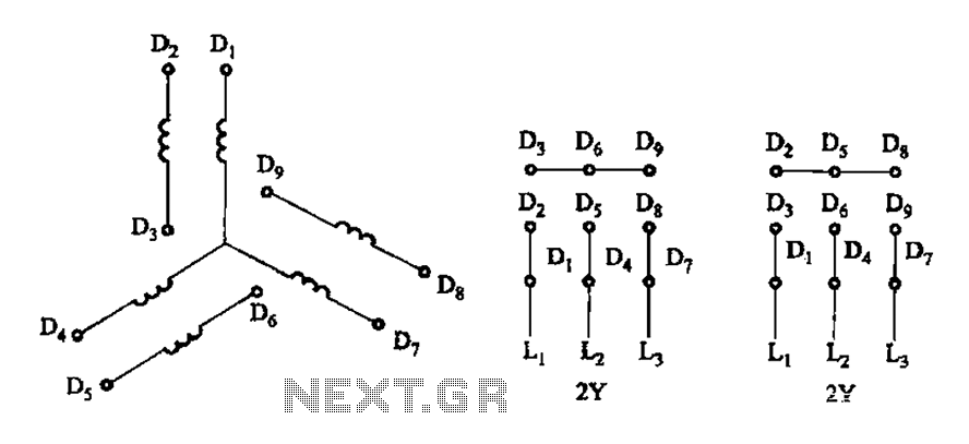 Two-speed motor stator winding 2Y-2Y connection circuit
