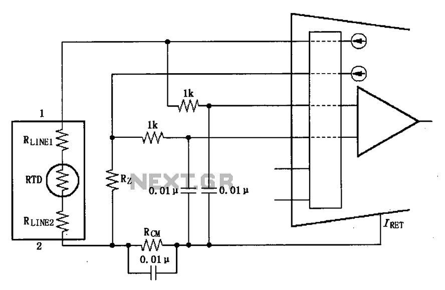 Two-wire RTD connection circuit diagram XTR108