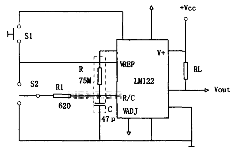 Use of one hour LM122 timer circuit – Circuit Schematic