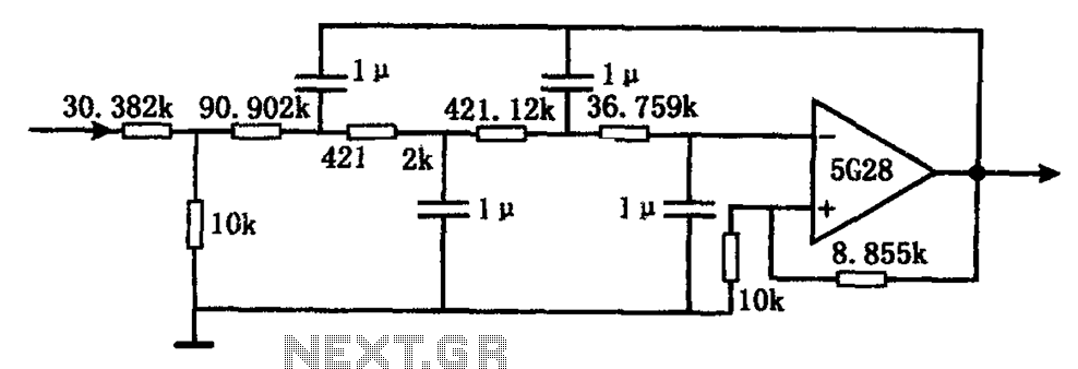 Very low frequency active filter 5G28 schematic circuit