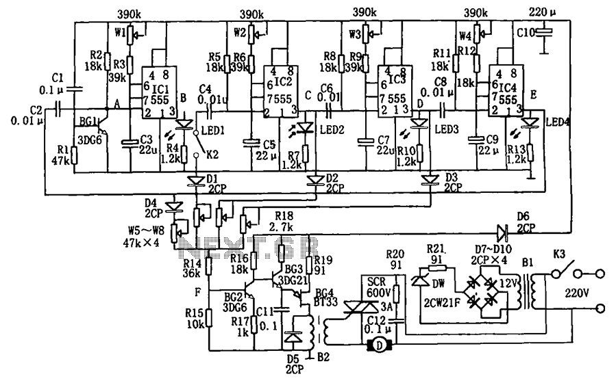 Winds from the 555 programmed circuit
