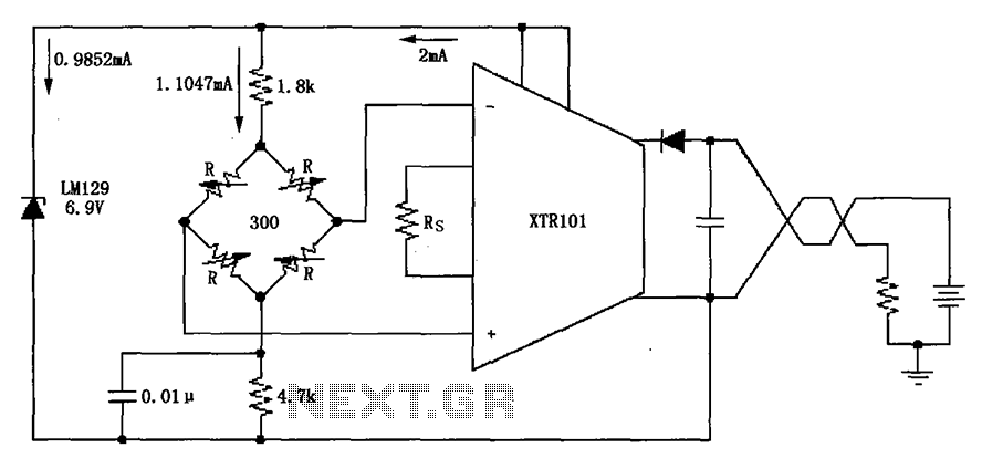 XTR101 bridge input voltage excitation circuit diagram circuit