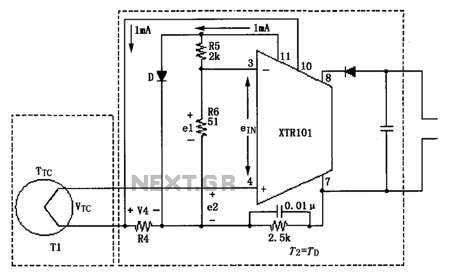 XTR101 thermocouple input circuit diagram