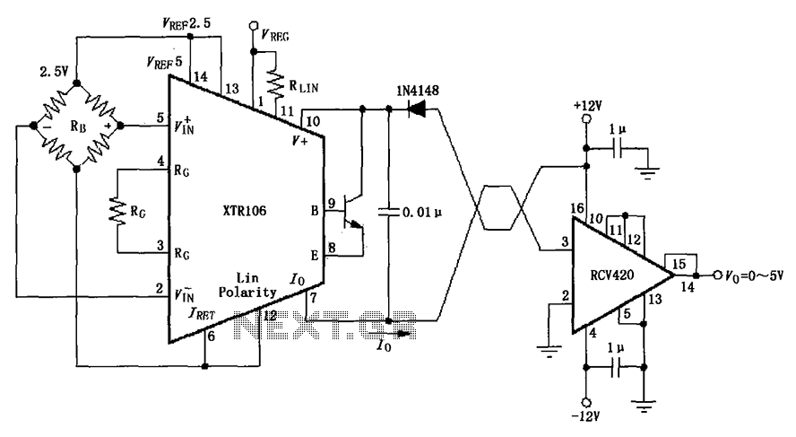 XTR106 and send RCV420 composed of 12V power supply reception circuit diagram of the ring circuit