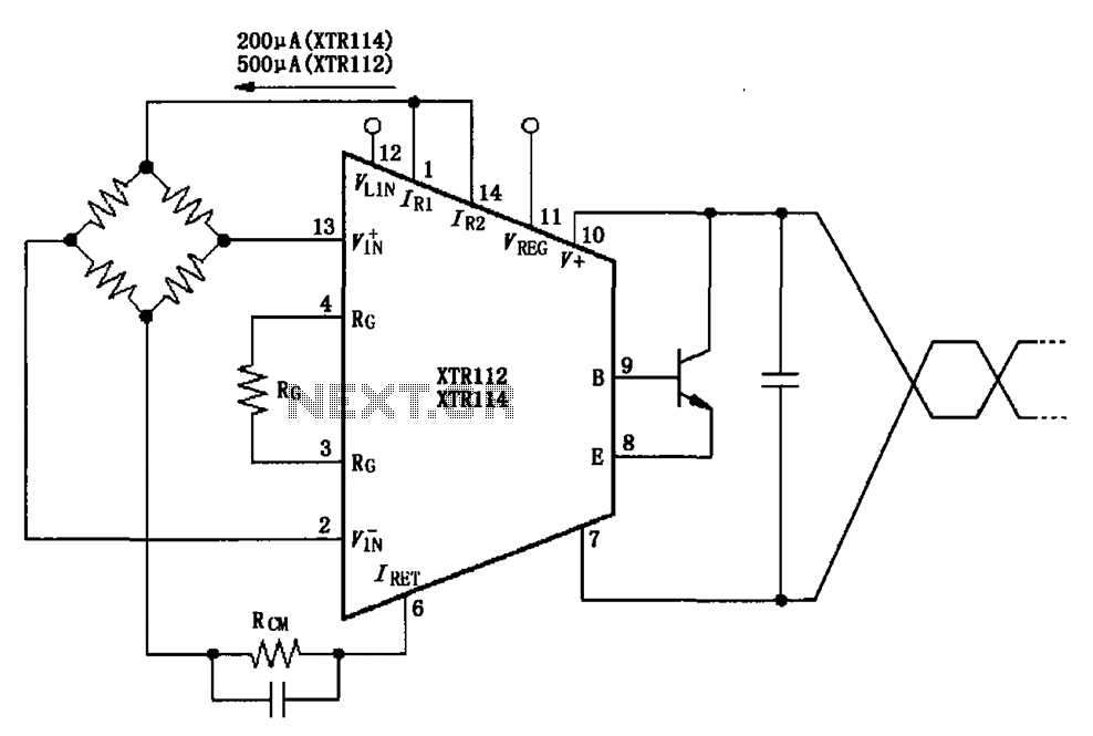 XTR112 114 bridge input current excitation circuit diagram