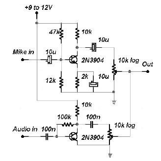 2 channel audio mixer