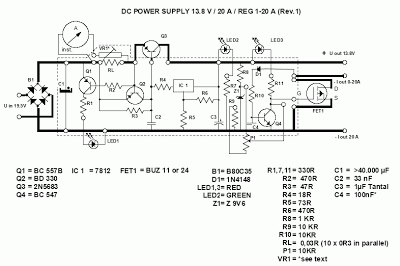 20A Transformerless Power Supply Schematic Diagram