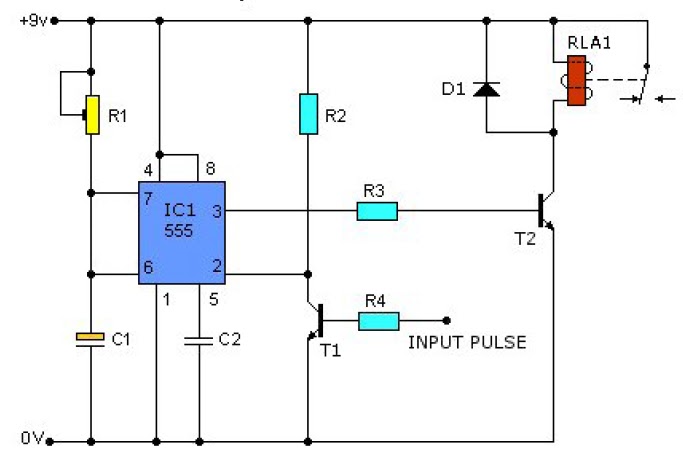 555 pulse timer circuit diagram basic circuit