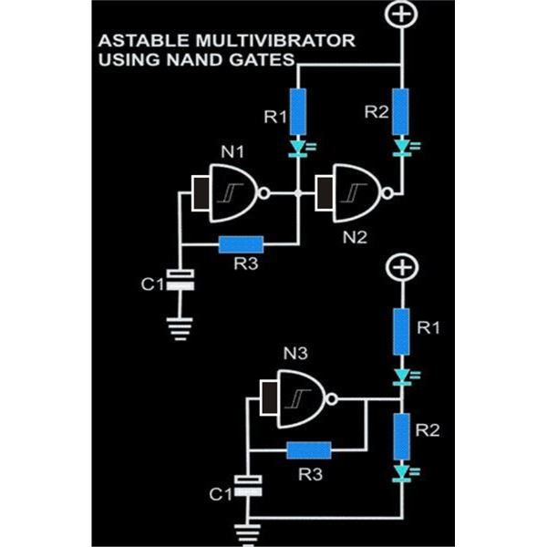 Make this Astable Multivibrator Blinker Circuit Using NAND Gates