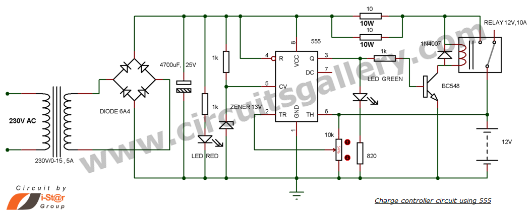 12v Battery Charger Circuit with Auto Cut off circuit