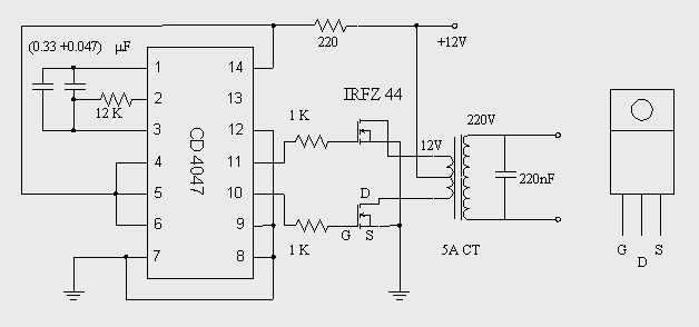 dc to ac inverter with ic cd4047