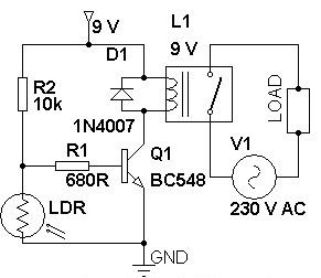 Dark Sensitive Power SwitchCircuit Using LDR
