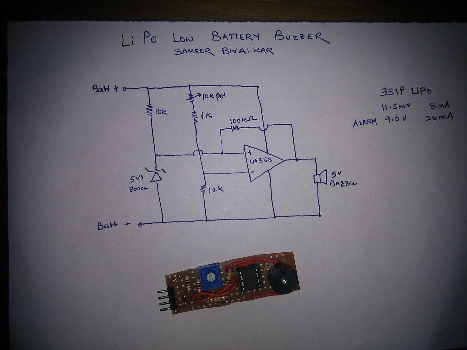 battery low voltage buzzer