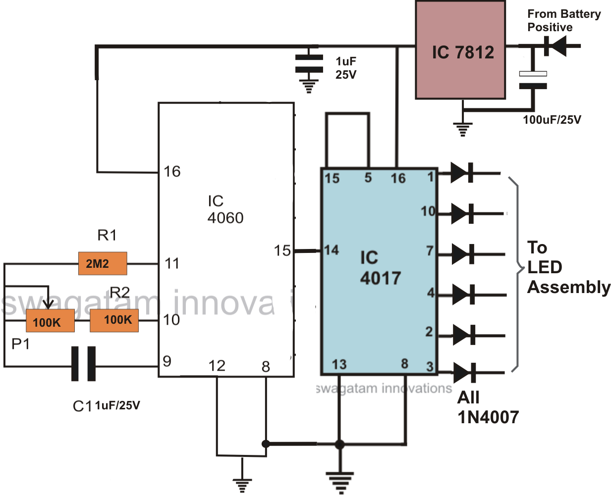 how to make car led chasing tail light – Circuit Schematic