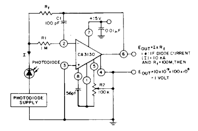 Photodiode current-to-voltage converter circuit