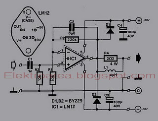 basic power amplifier ic lm12 circuit