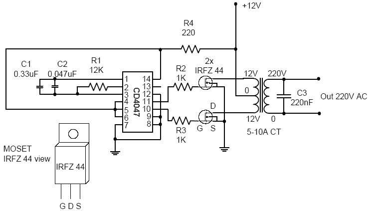 powerful dc to ac converter schematic