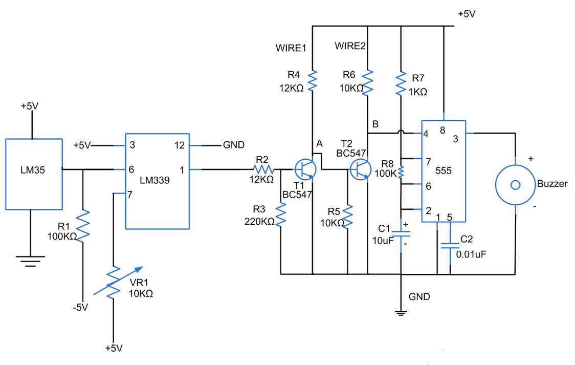 fire alarm circuit with temperature