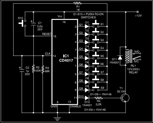 simple electronics code lock system