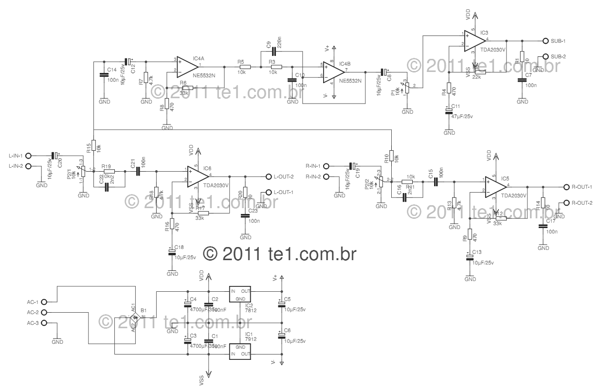 circuit power audio amplifier with circuit