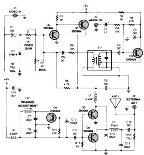 simple tv audio video transmitter circuit