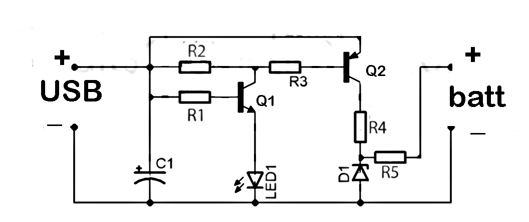 USB powered battery charger circuit