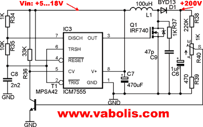 Nixie low voltage PSU circuit