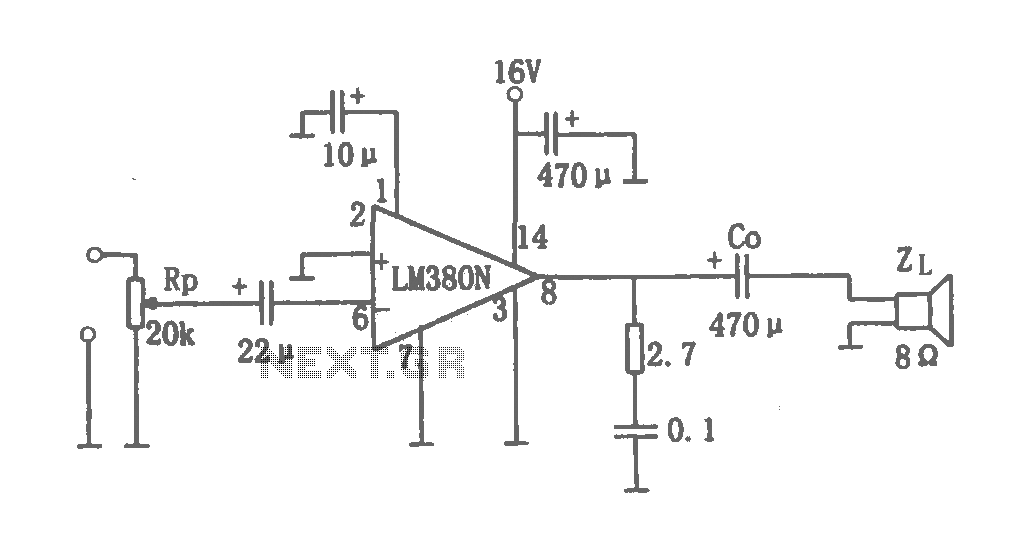 2W audio power amplifier LM380 circuit