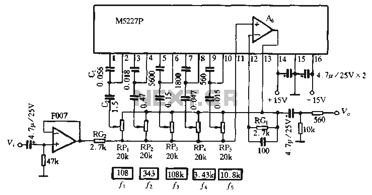 M5227 five-band equalizer circuit