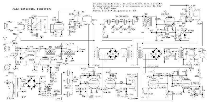 5 tubes QRP SSB Transceiver for 20m ham band circuit