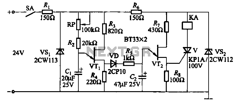 Three single junction transistor time relay circuits