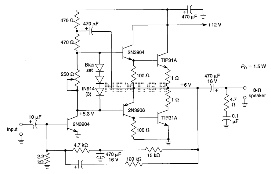 1.5 12W audio amplifier circuit diagram