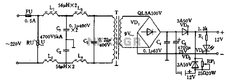 12V DC power supply circuit