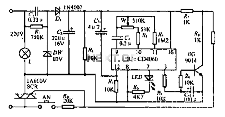 A bedside lamp delay circuit