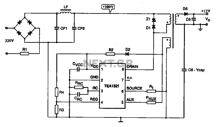 A typical DVD switching power supply circuit