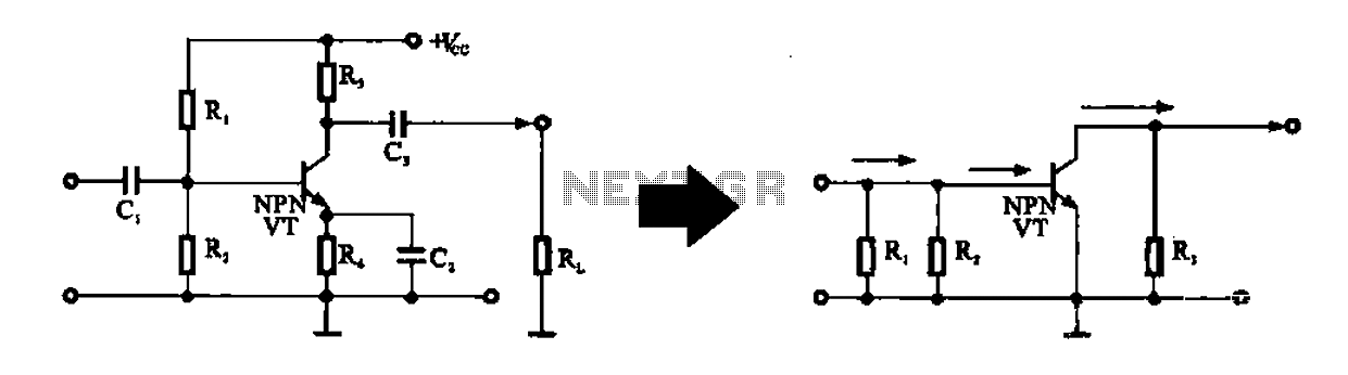 Alternating current voltage amplifier transistor