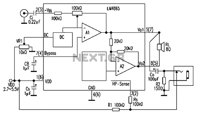 Bridged amplifier circuit diagram of LM4065