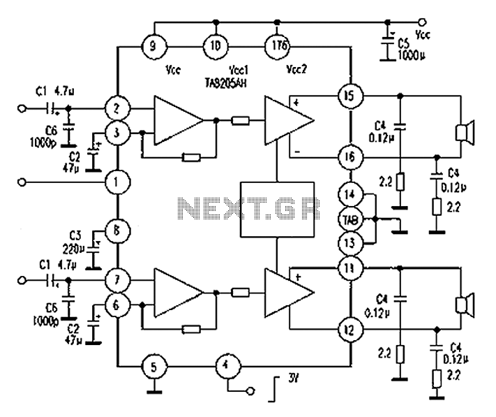 Car amplifier TA8205AH application and substitution