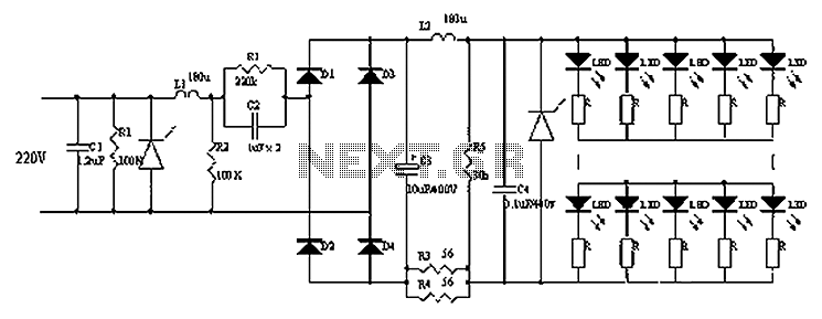 220V AC powered LED lamp drive circuit diagram