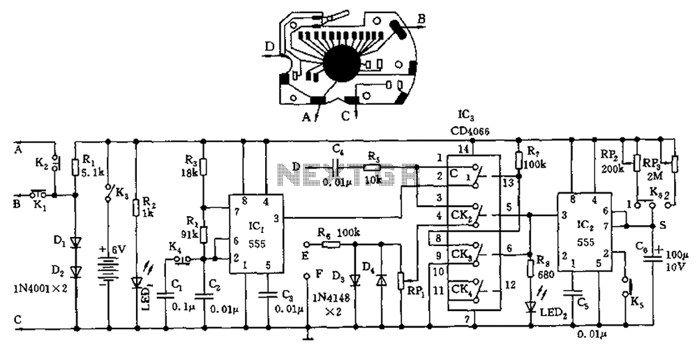 555 Pocket digital frequency meter schematic