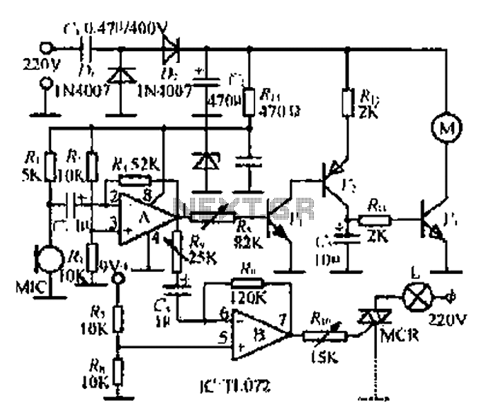 An electronic music rotating lights circuit