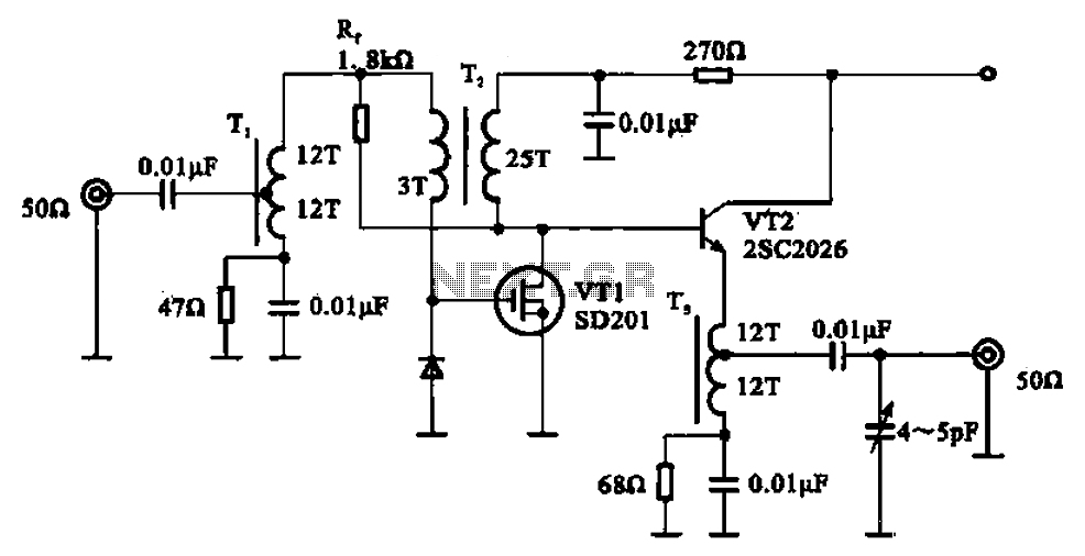 Broadband using negative feedback amplifier circuit