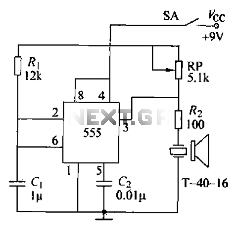 By the UCM-40-T and 74LS00 ultrasonic transmitter circuit consisting of NAND gate b
