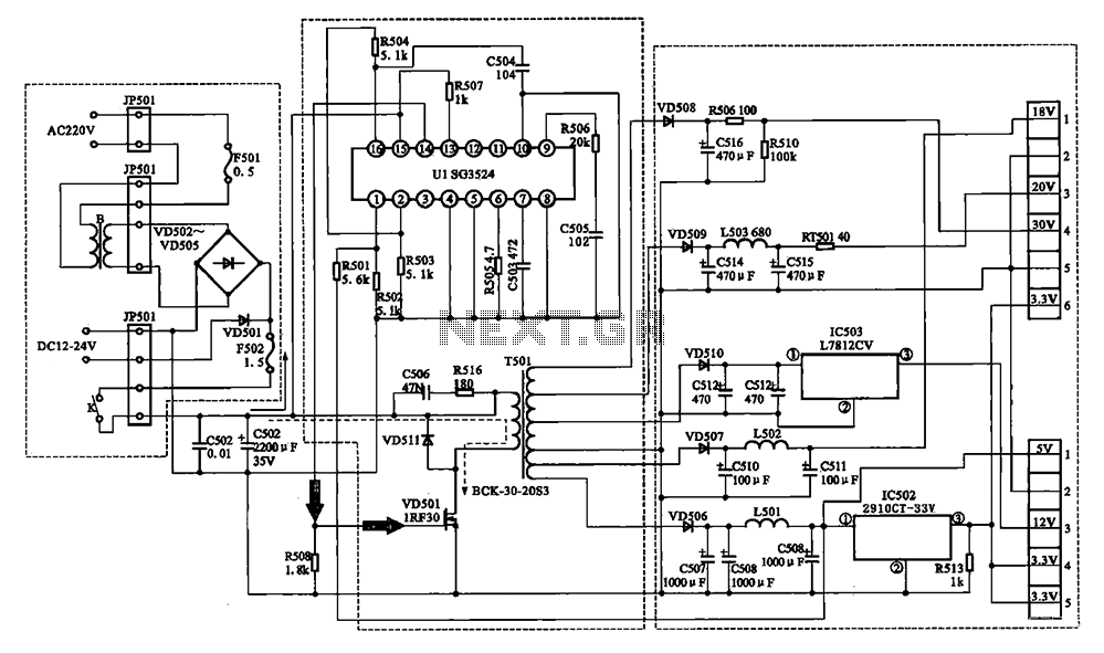 Changhong DVB-2000 digital satellite receiver switching power supply circuit