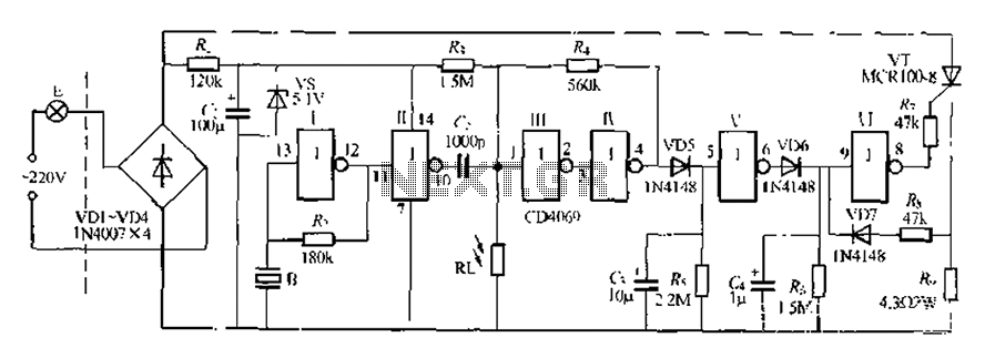 Digital sound and light control stairs delay circuit switching circuit 6 circuit