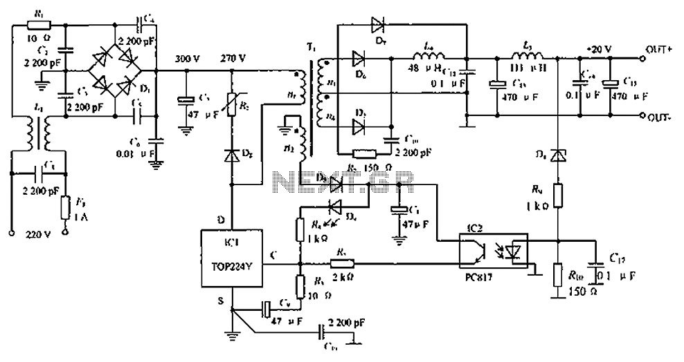 Low-noise switching power supply schematic circuit diagram circuit