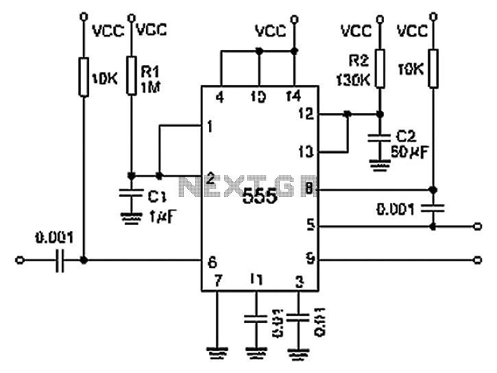 Sequence timer circuit diagram of 555 chips