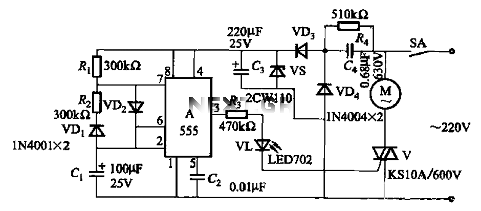 Single-phase motor automatic intermittent operation control circuit